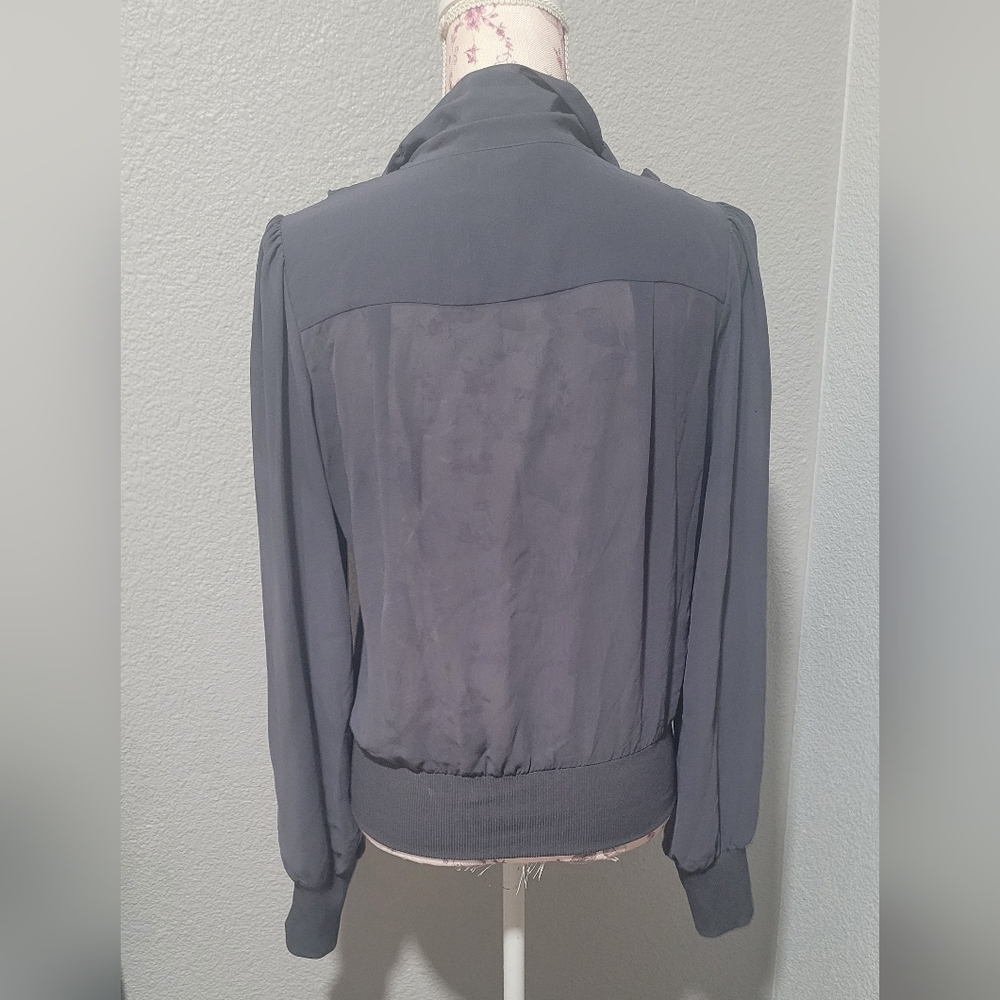 Express Charcoal Ruffle Blouse - Picture 3 of 6